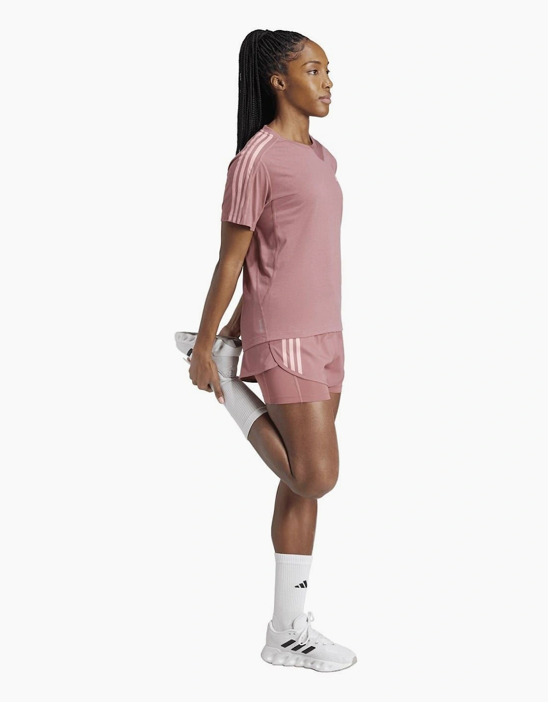 Womens Own The Run Three Stripe T-Shirt, 2 of 1