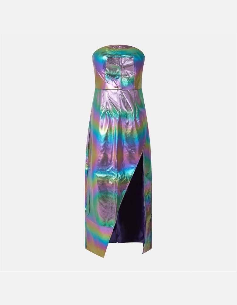 Metallic Sleeveless Maxi Bandeau Dress