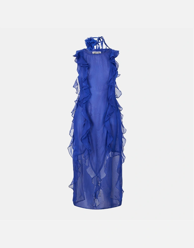 Ruffle Halter Neck Maxi Tiered Dress