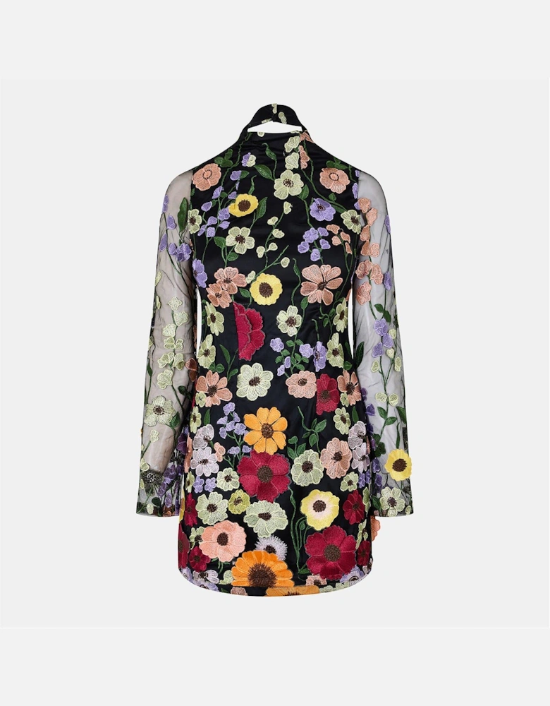 Floral High Neck Mini Shift Dress