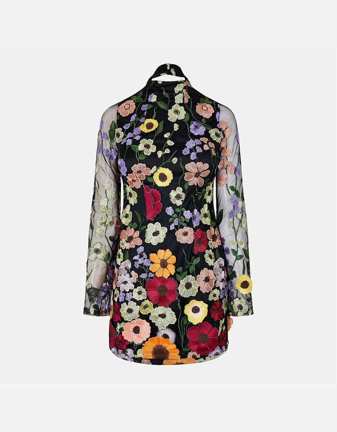 Floral High Neck Mini Shift Dress