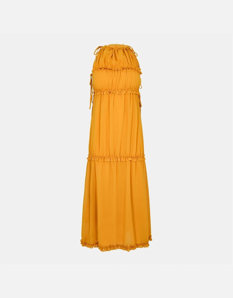 Ruffle Halter Neck Maxi Tiered Dress