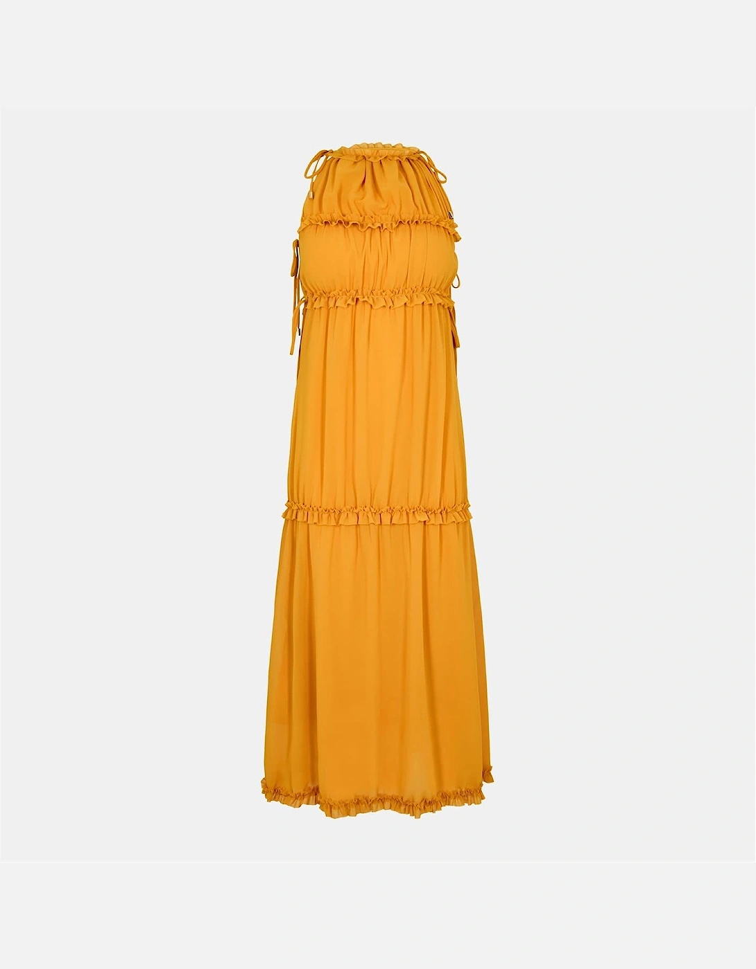 Ruffle Halter Neck Maxi Tiered Dress