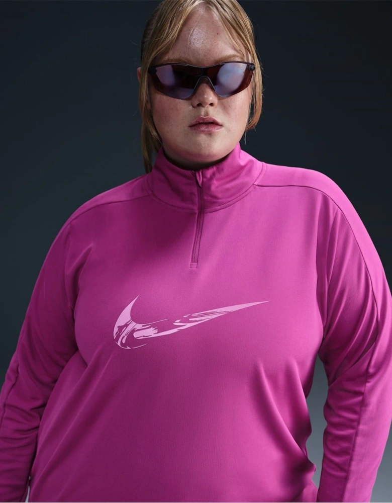 Box Print Funnel Neck Raglan Sleeve Athletic Top