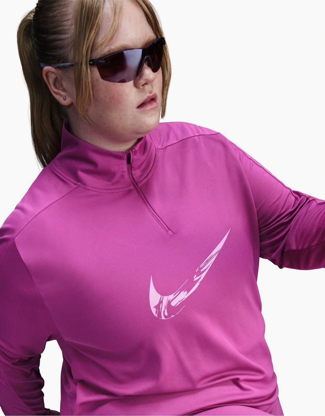Box Print Funnel Neck Raglan Sleeve Athletic Top