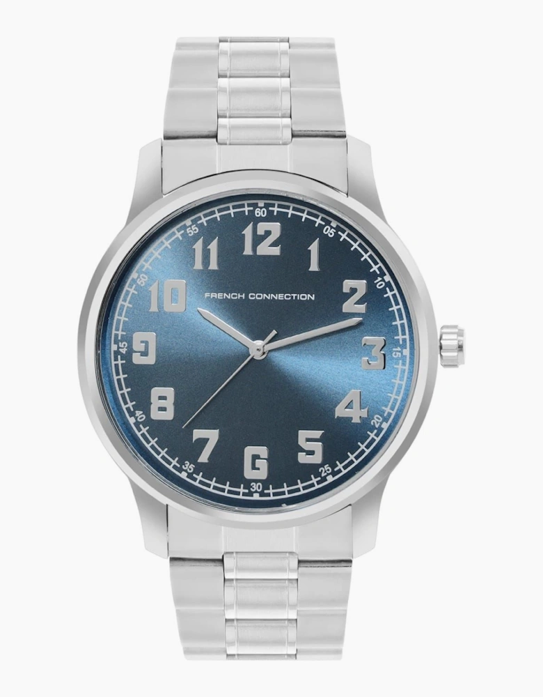 Connection Silver Case Round Shape Silver Strap Quartz Watch