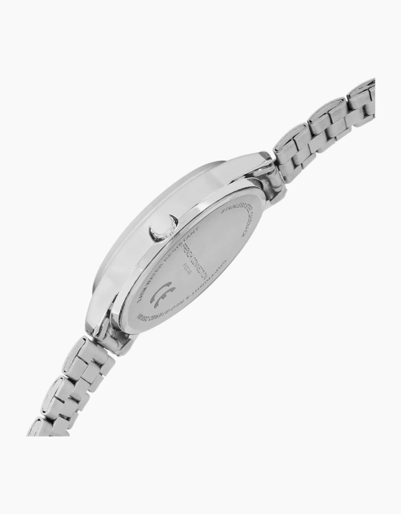 Connection Silver Case Round Shape Silver Strap Quartz Watch