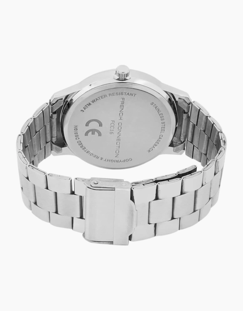 Connection Silver Case Round Shape Silver Strap Quartz Watch