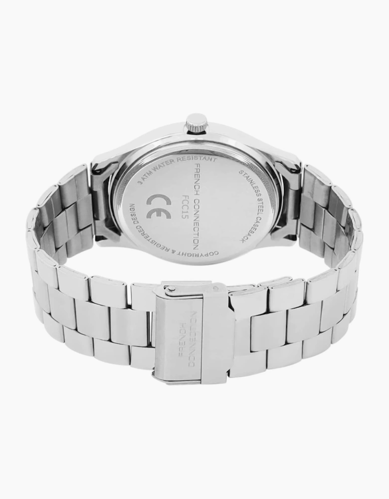 Connection Silver Case Round Shape Silver Strap Quartz Watch