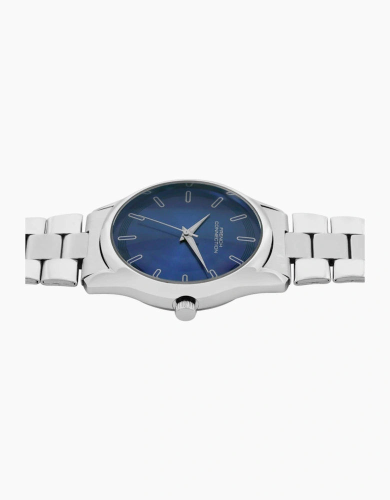 Connection Silver Case Round Shape Silver Strap Quartz Watch
