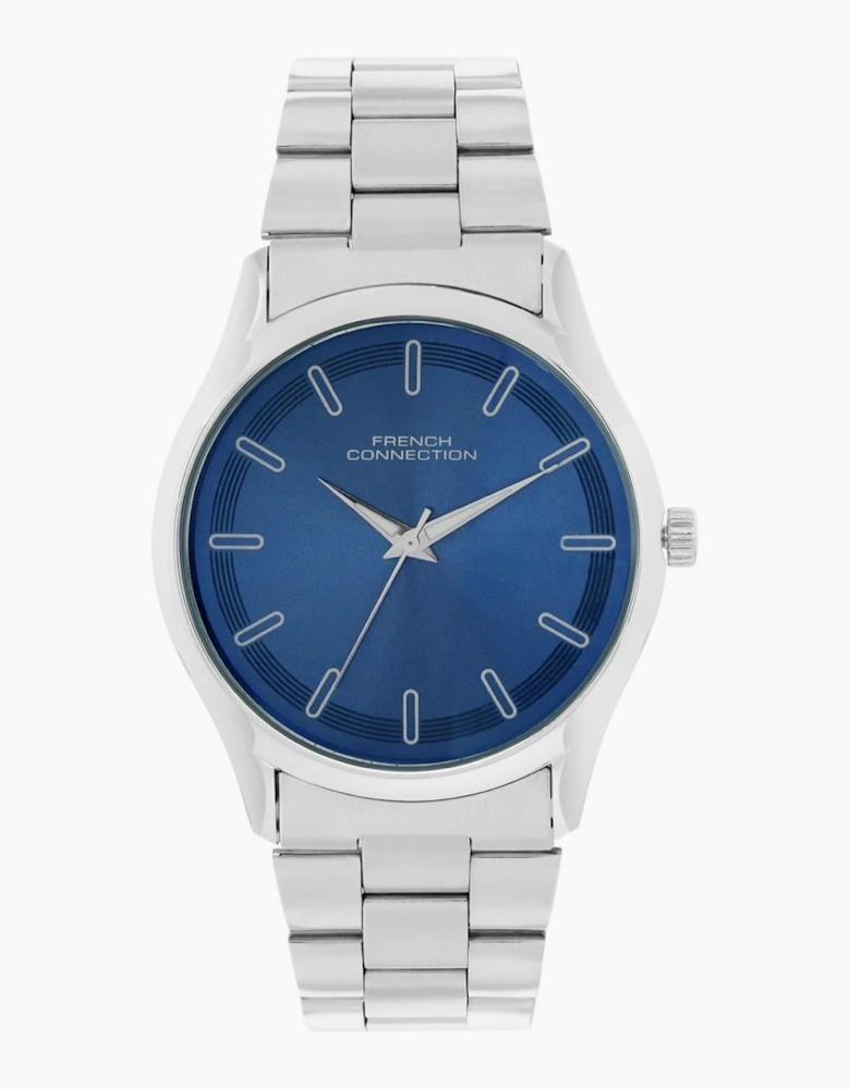 Connection Silver Case Round Shape Silver Strap Quartz Watch