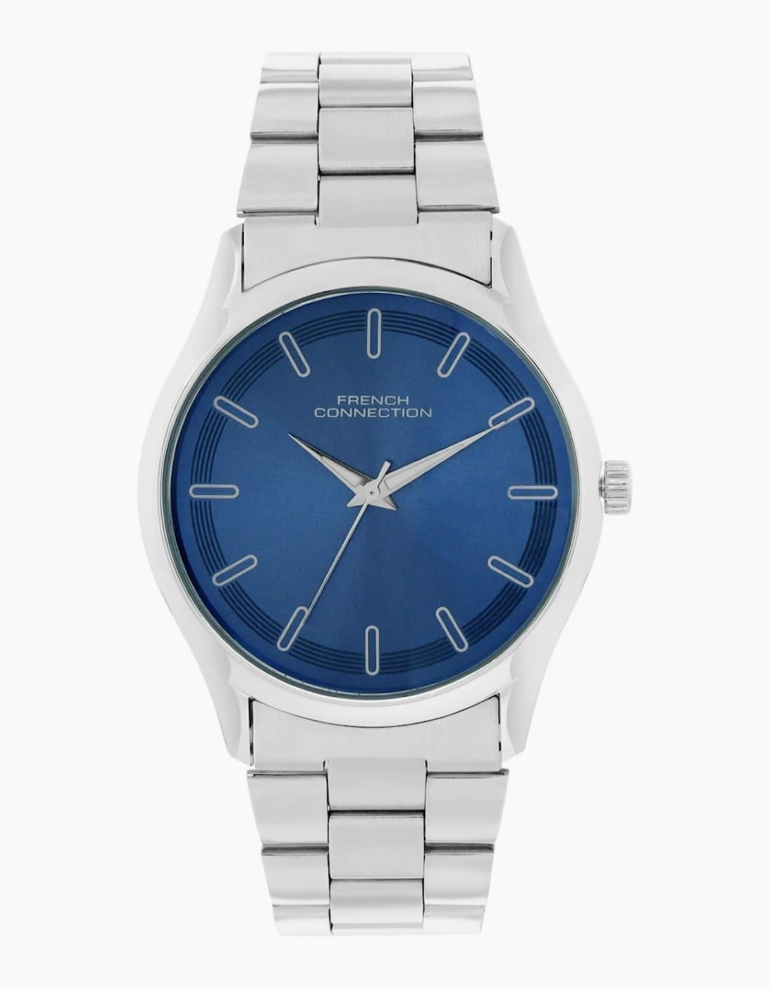 Connection Silver Case Round Shape Silver Strap Quartz Watch