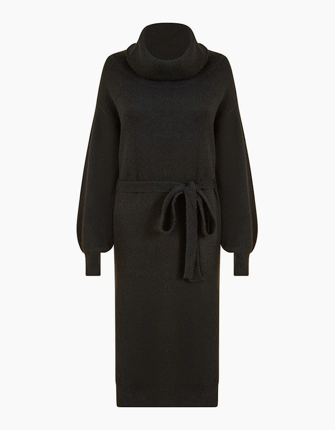 Yumi Women's Roll Neck Midi Sweater Dress - Black - Size: 10/8