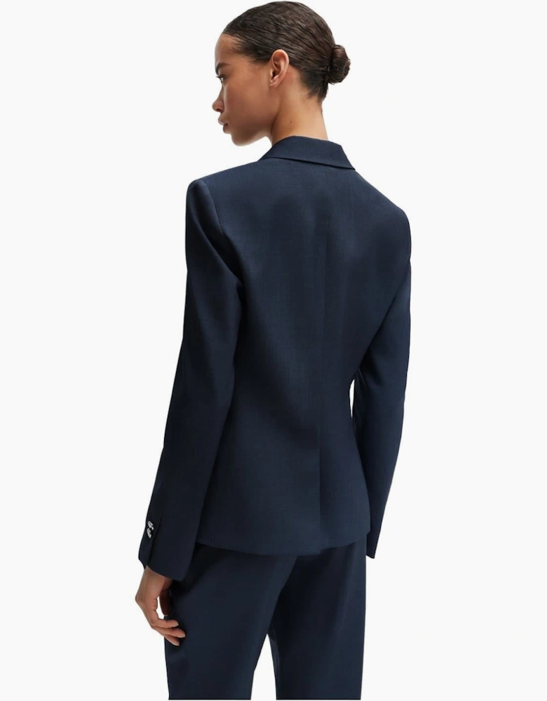 Solid Patterned Lapel Collared Blazer