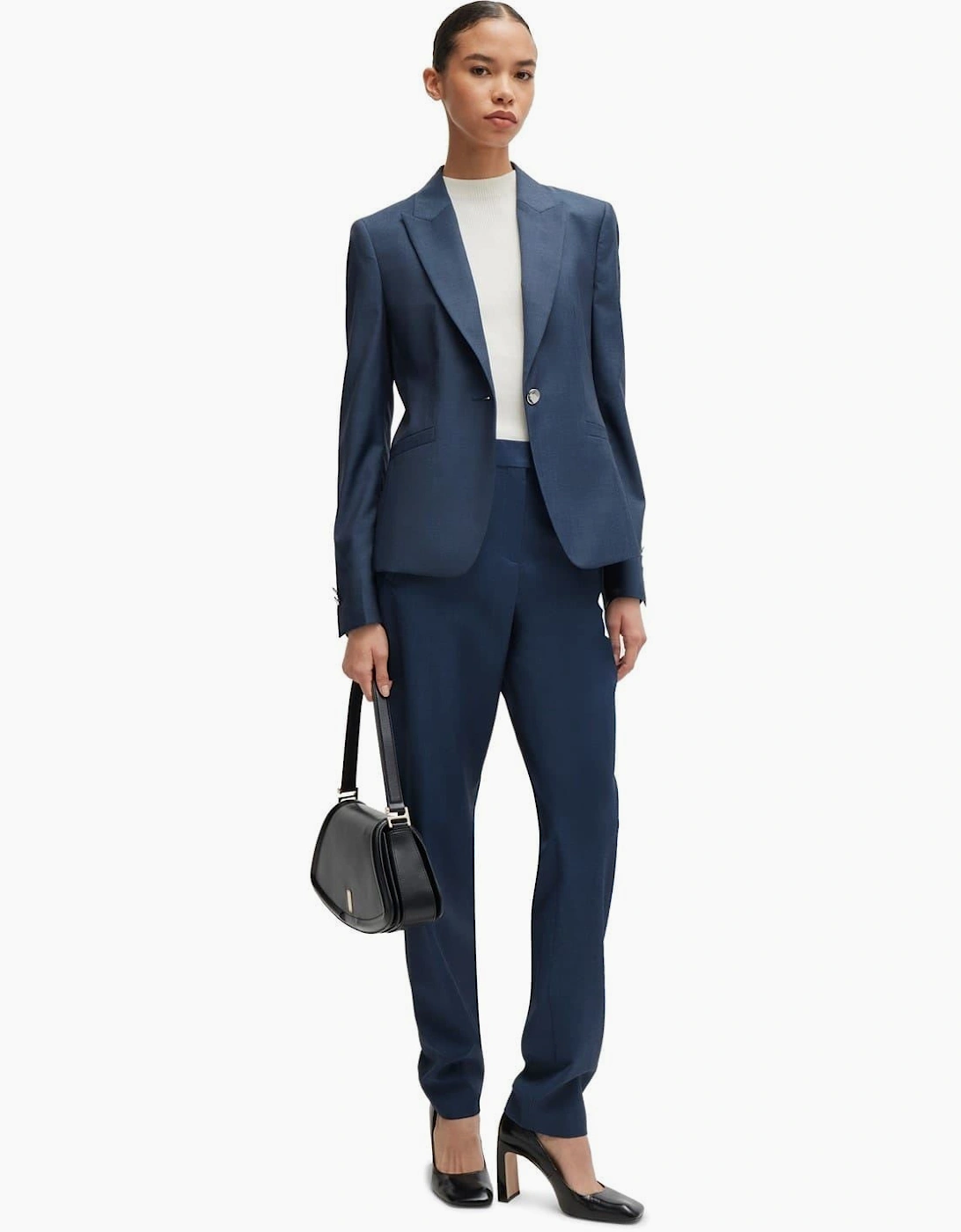 Solid Patterned Lapel Collared Blazer