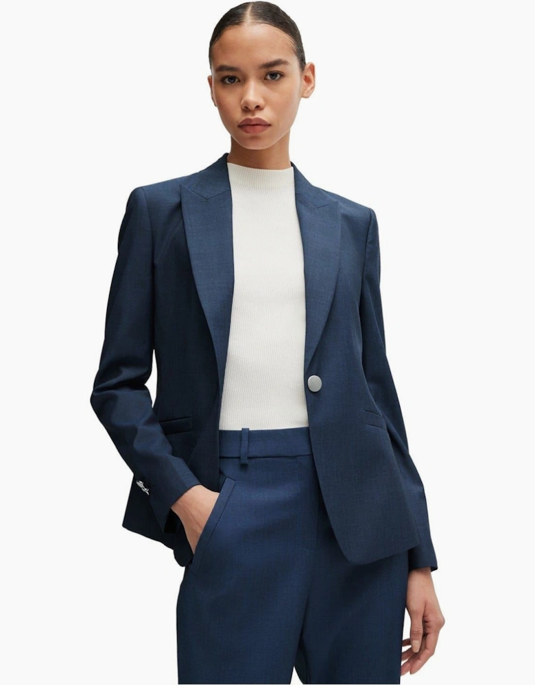 Solid Patterned Lapel Collared Blazer