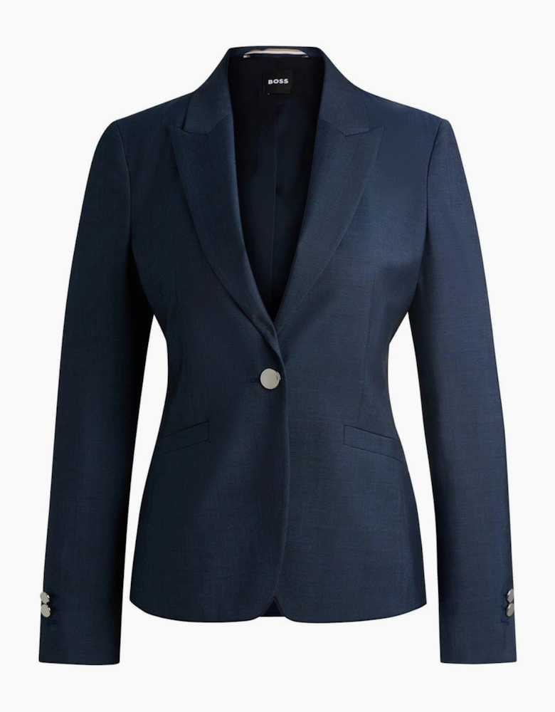 Solid Patterned Lapel Collared Blazer