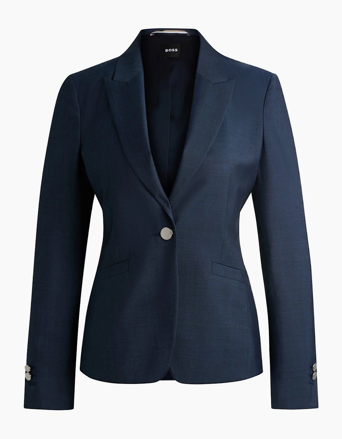 Solid Patterned Lapel Collared Blazer