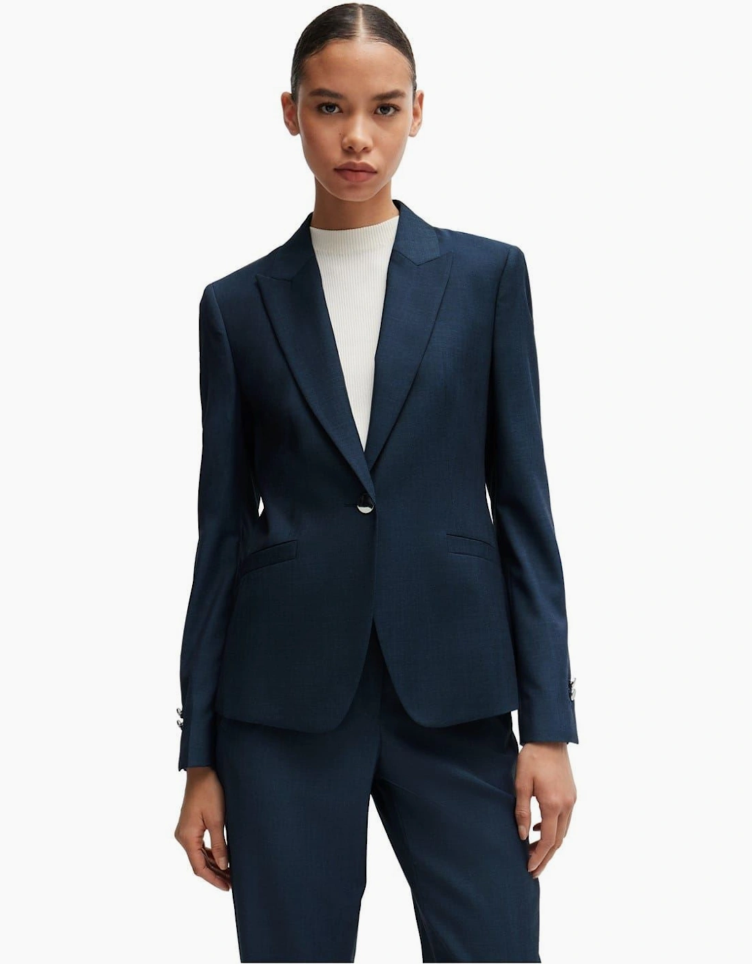 Solid Patterned Lapel Collared Blazer