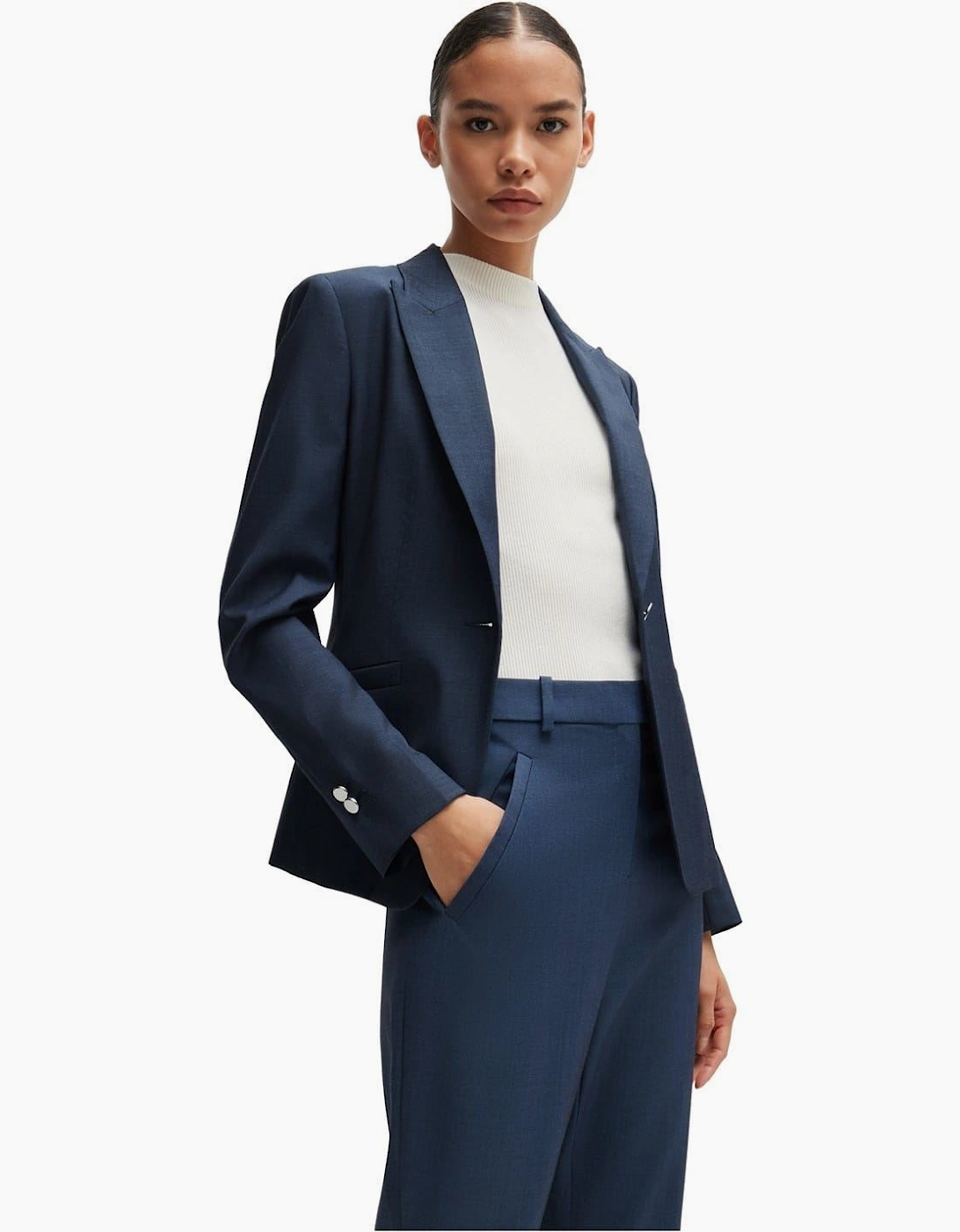 Solid Patterned Lapel Collared Blazer