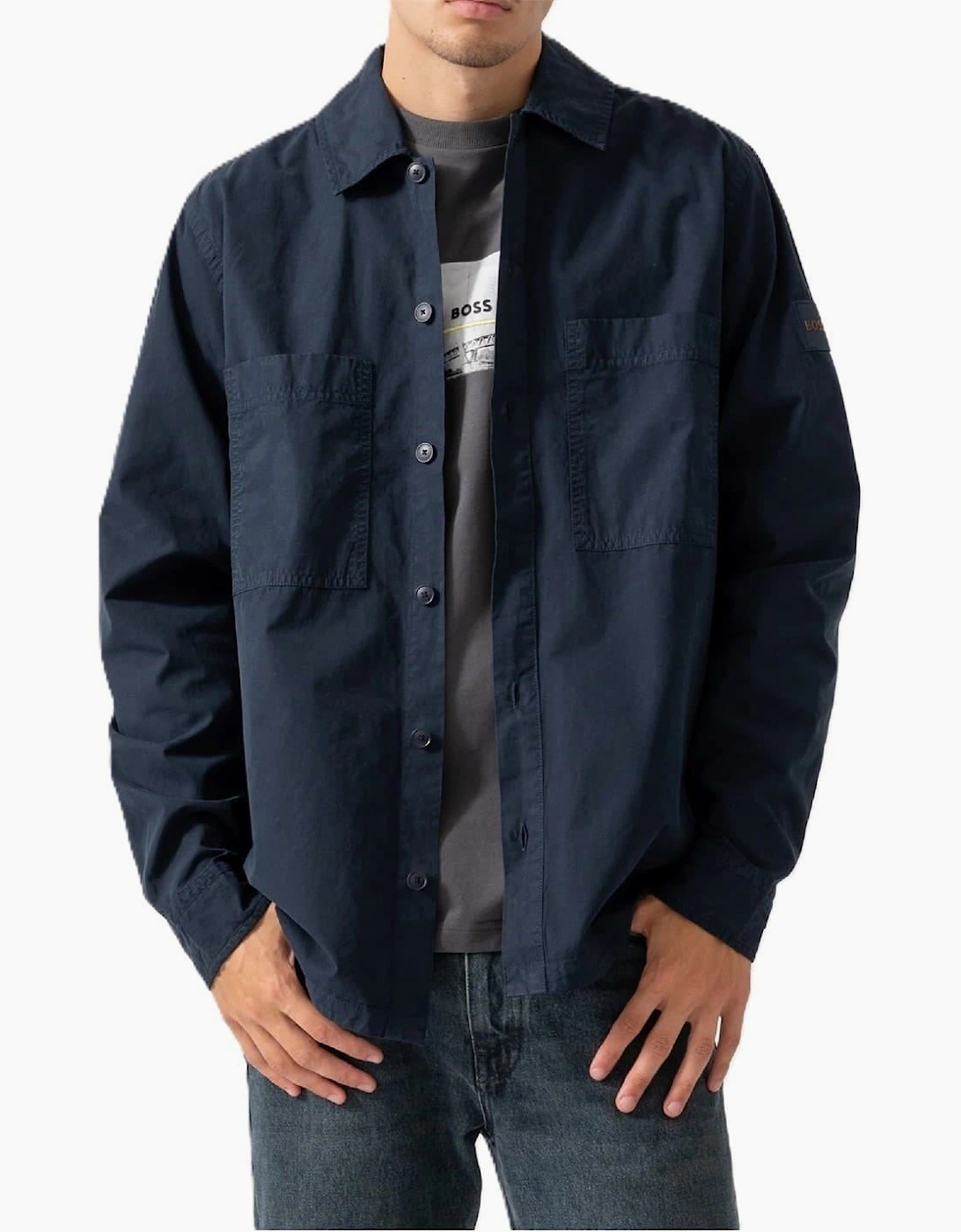 Solid Patterned Shirt Collared Shirt Jacket, 2 of 1