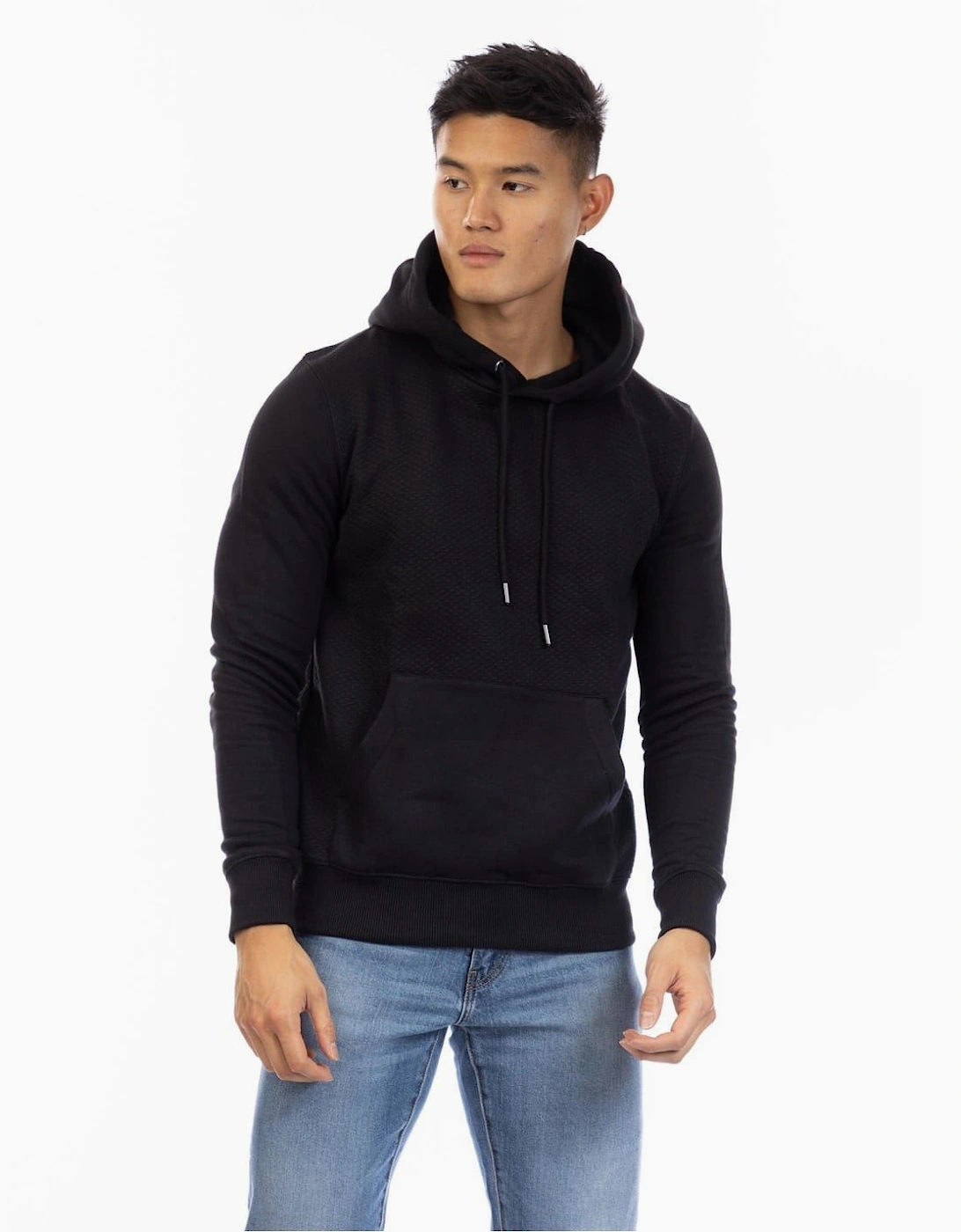 Peter Werth Men's Black Hooded Neck Kangaroo Pocket Sweatshirt  36 Small