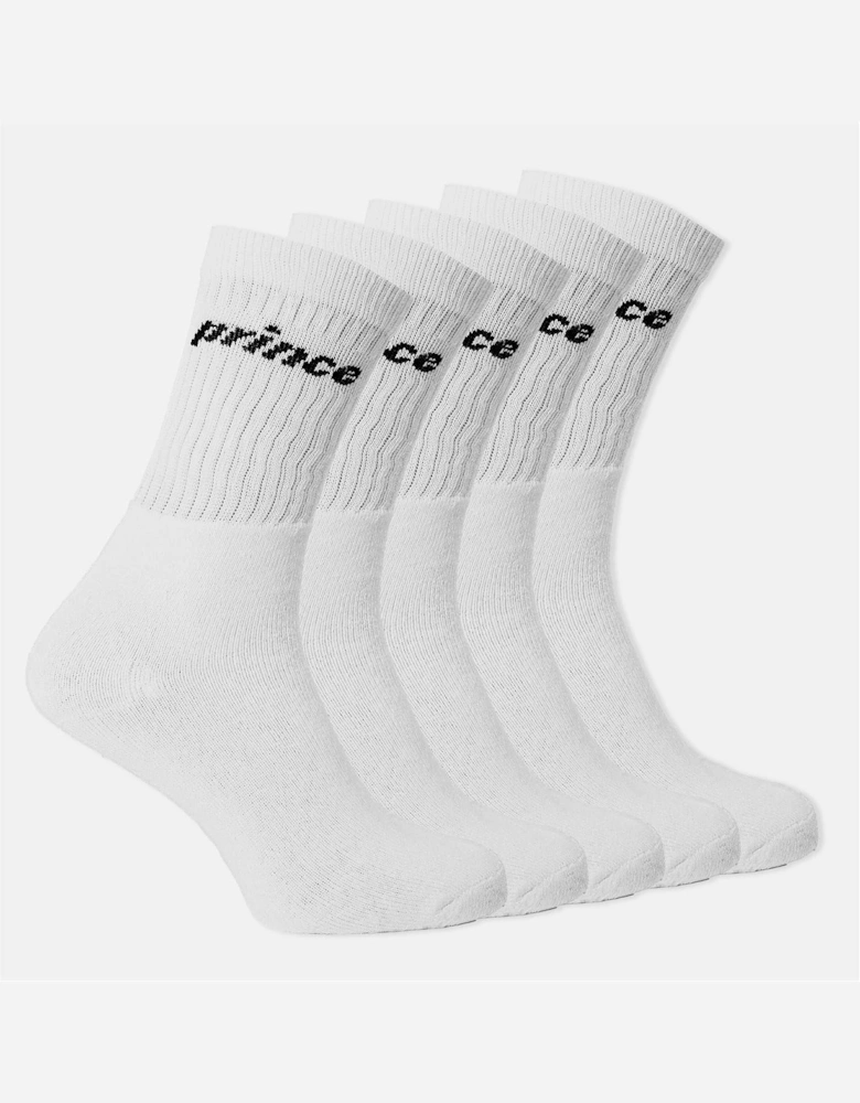 5 Pack Tennis Lettering Crew Socks