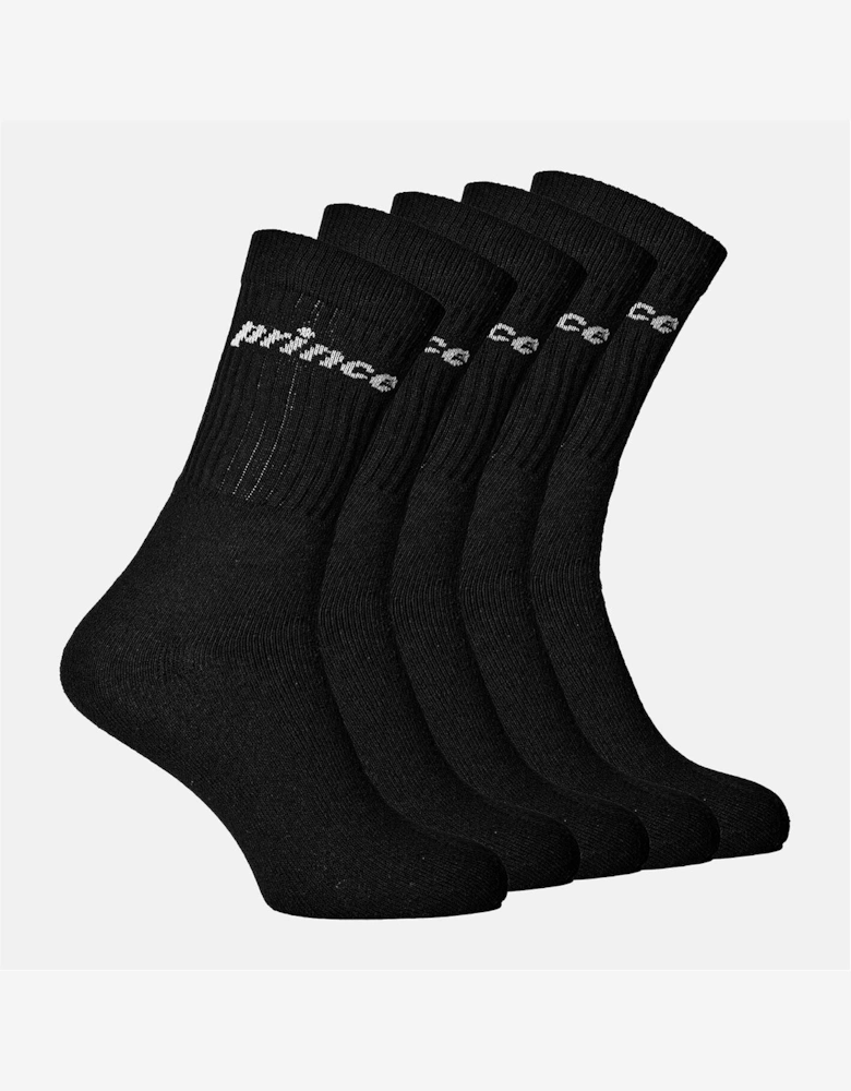 5 Pack Tennis Lettering Crew Socks