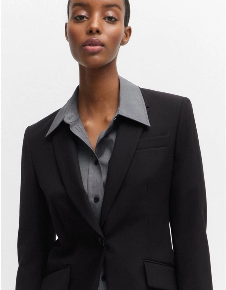 Solid Patterned Lapel Collared Blazer
