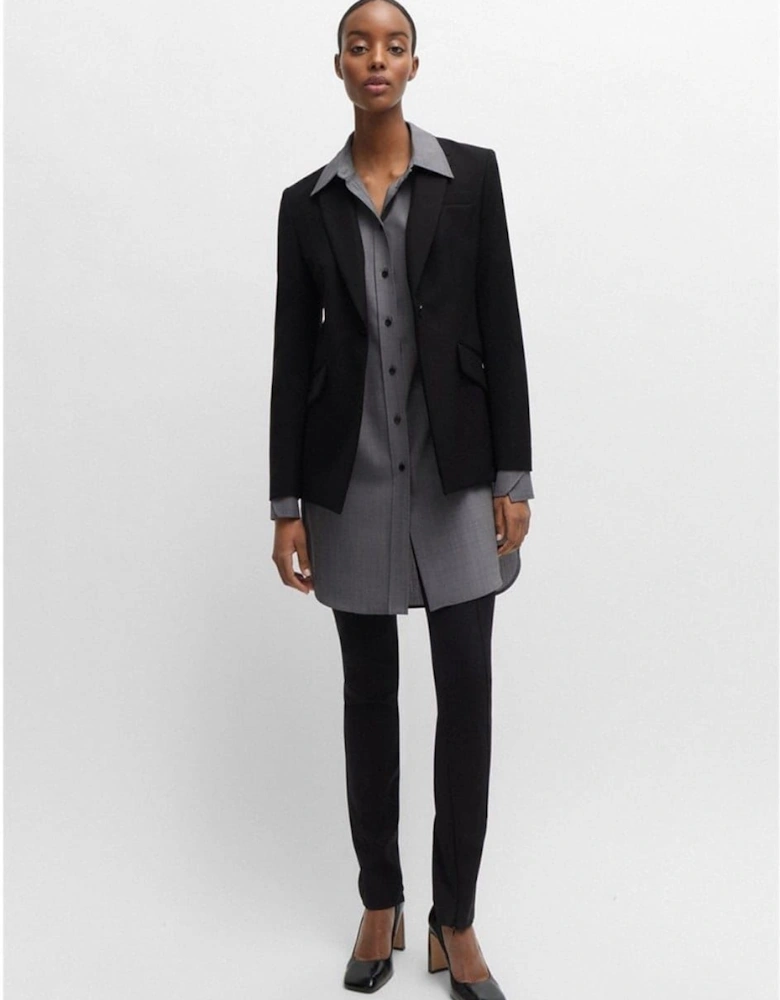 Solid Patterned Lapel Collared Blazer