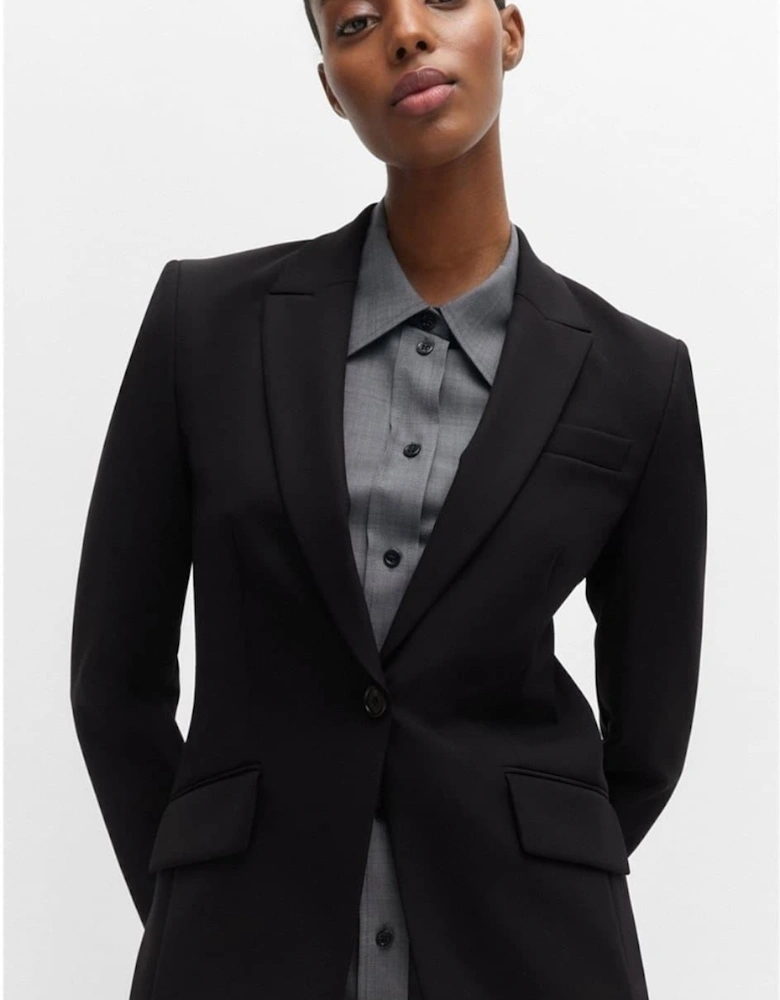 Solid Patterned Lapel Collared Blazer