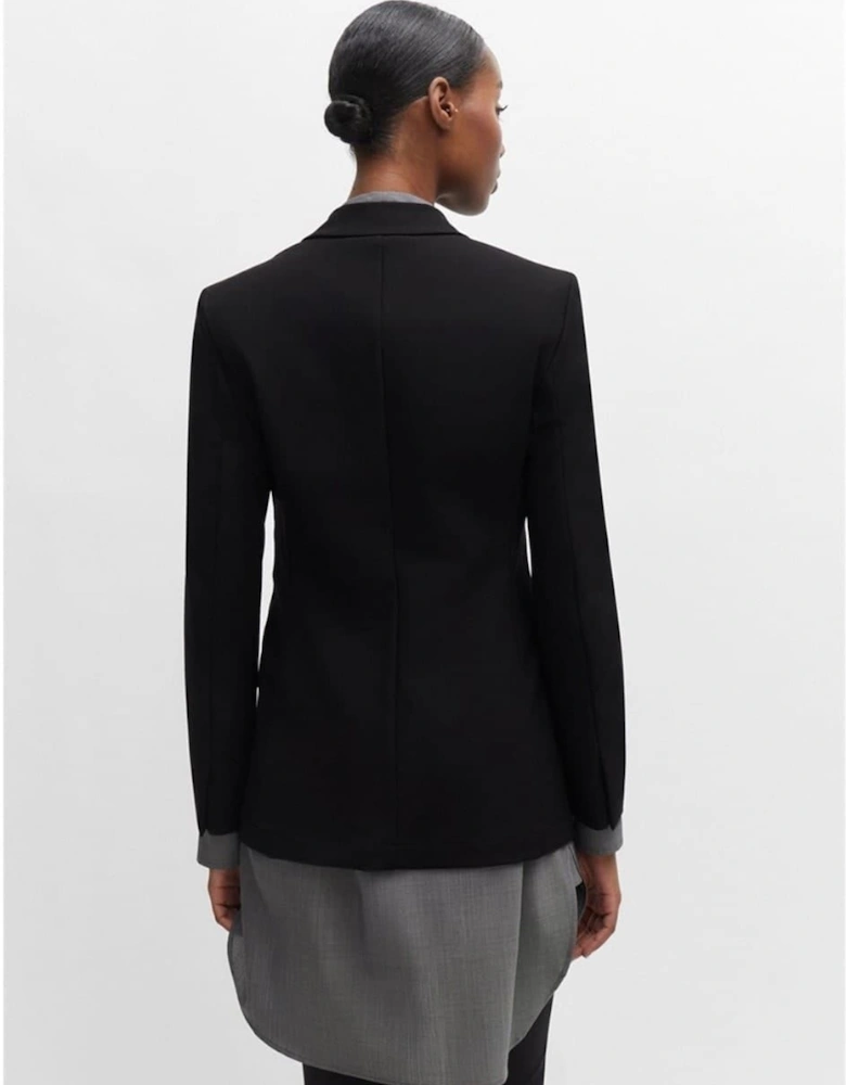 Solid Patterned Lapel Collared Blazer