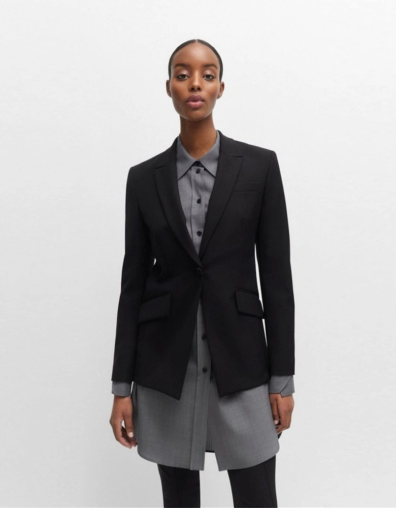 Solid Patterned Lapel Collared Blazer