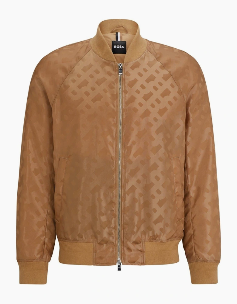 Geometric Patterned Ribbed Cuff Bomber Jacket