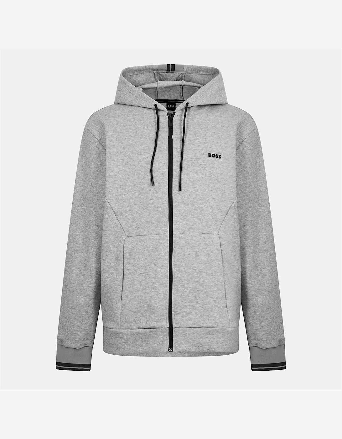 Hugo Boss Men's Silver Zip Hoodie, Advanced Stretch - Size: 36