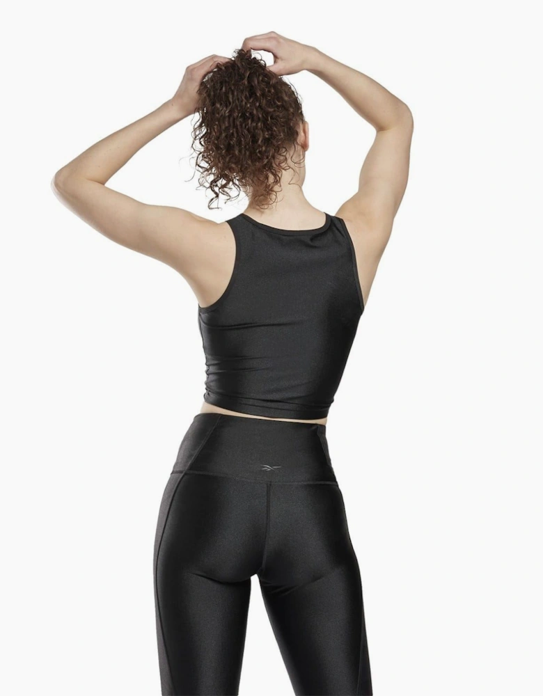 Womens Shiny Yoga Scribble Crop Tank Top Vest