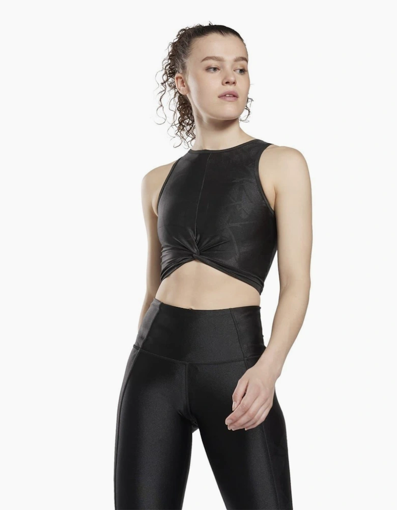 Womens Shiny Yoga Scribble Crop Tank Top Vest