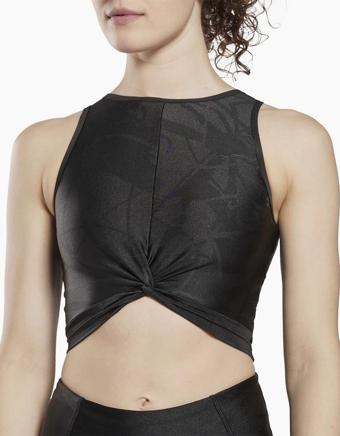 Womens Shiny Yoga Scribble Crop Tank Top Vest