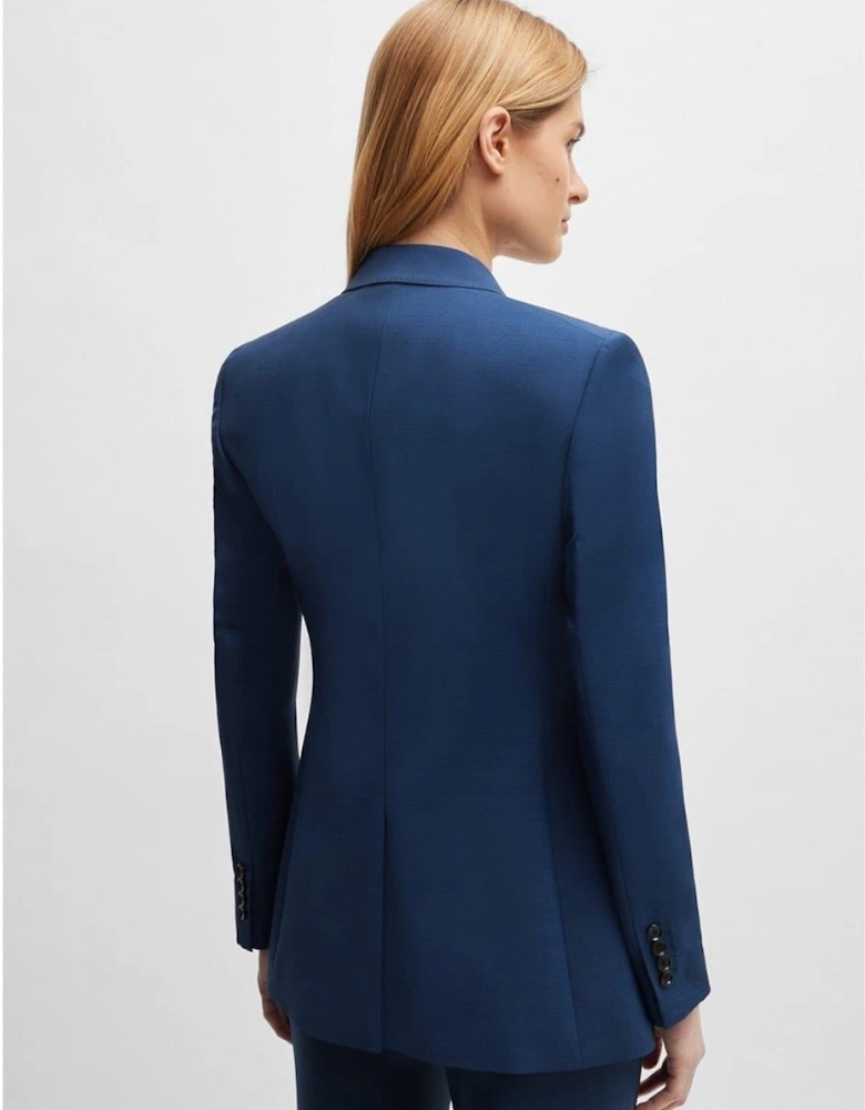 Solid Patterned Single Button Notch Collared Suit Jacket