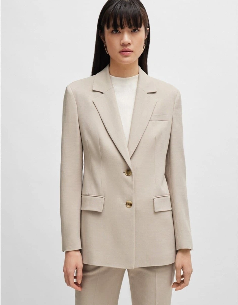 Solid Patterned Lapel Collared Suit Jacket