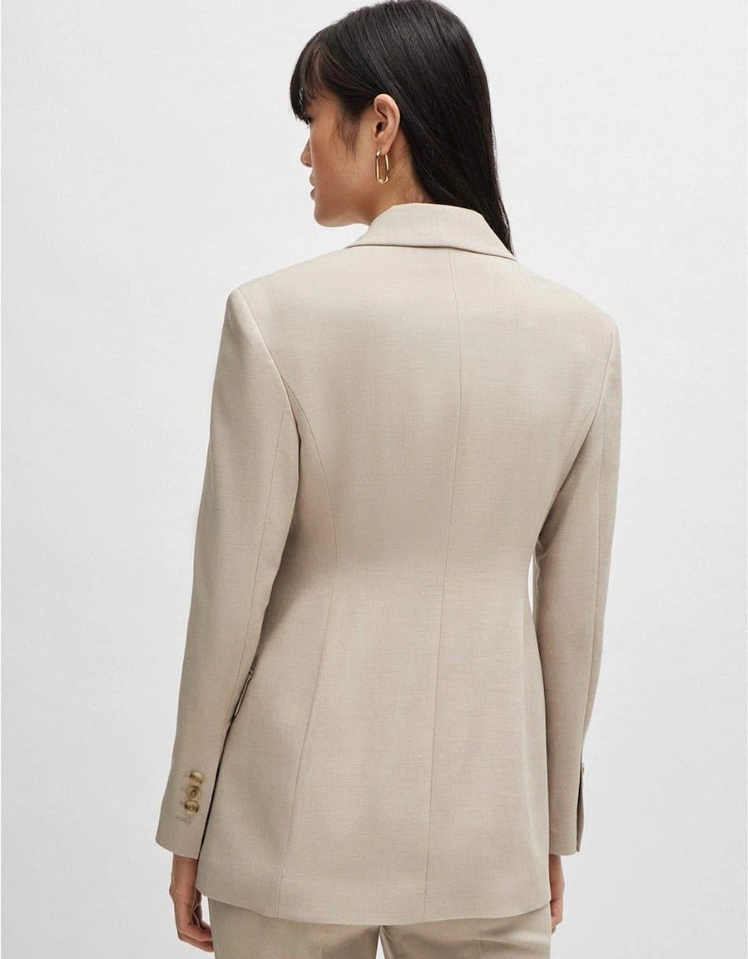 Solid Patterned Lapel Collared Suit Jacket