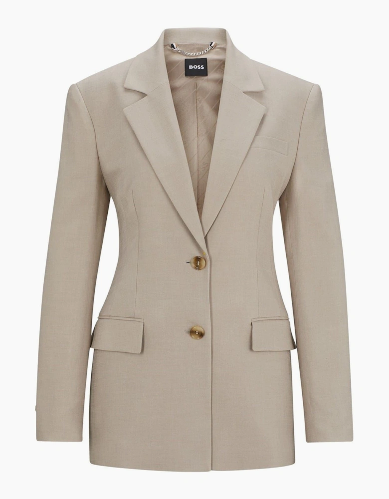 Solid Patterned Lapel Collared Suit Jacket