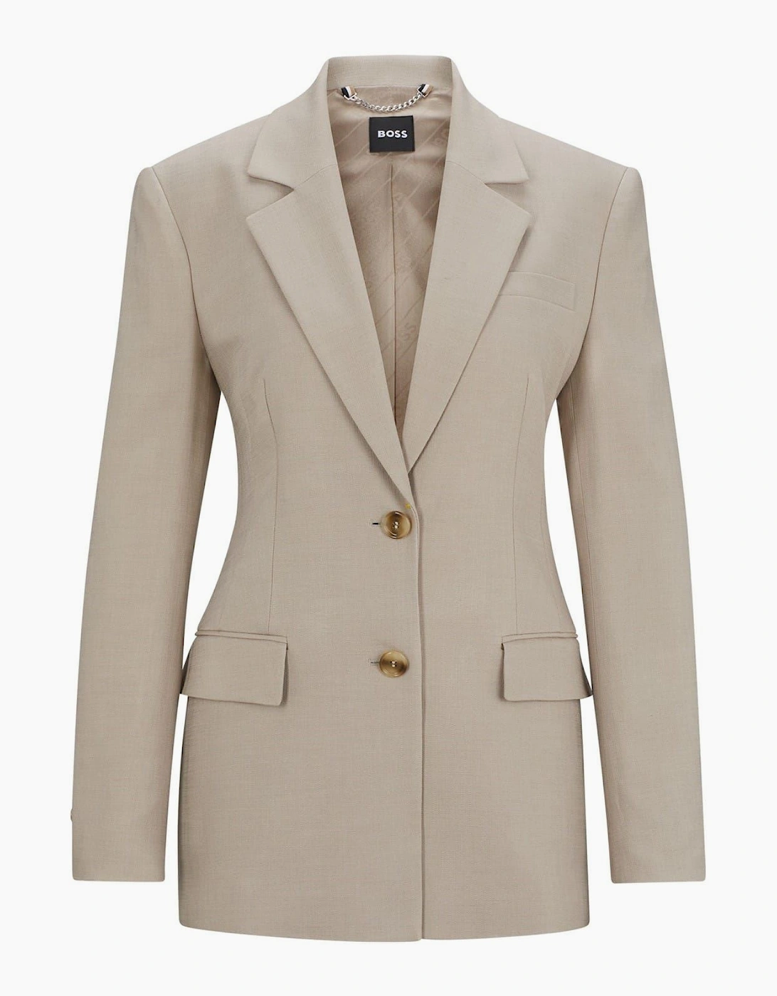 Solid Patterned Lapel Collared Suit Jacket, 7 of 6