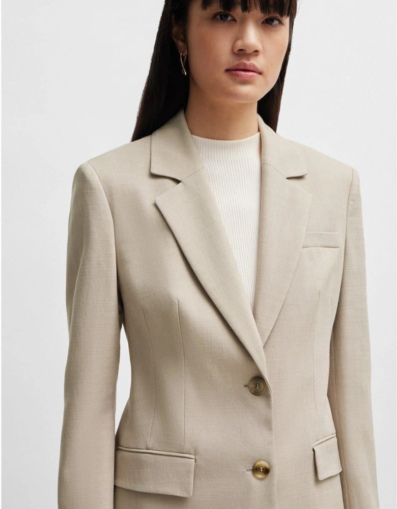 Solid Patterned Lapel Collared Suit Jacket