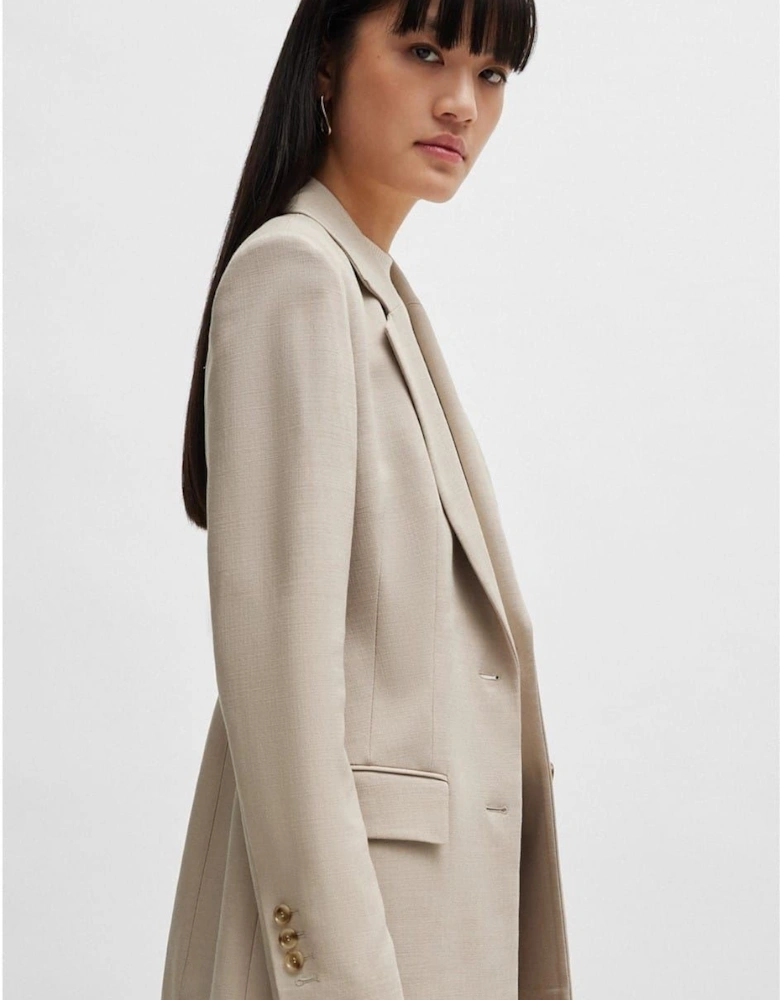 Solid Patterned Lapel Collared Suit Jacket