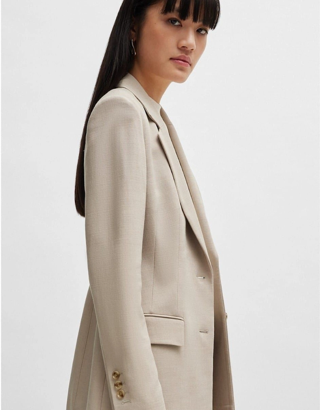 Solid Patterned Lapel Collared Suit Jacket