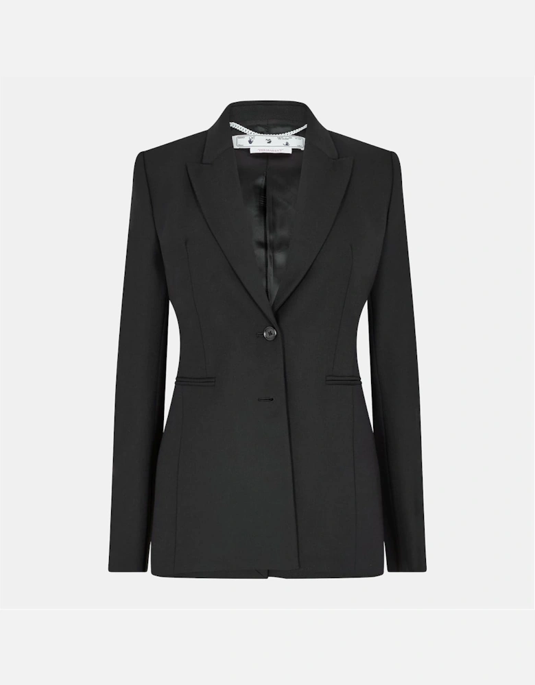Solid Patterned Lapel Collared Chain Suit Jacket