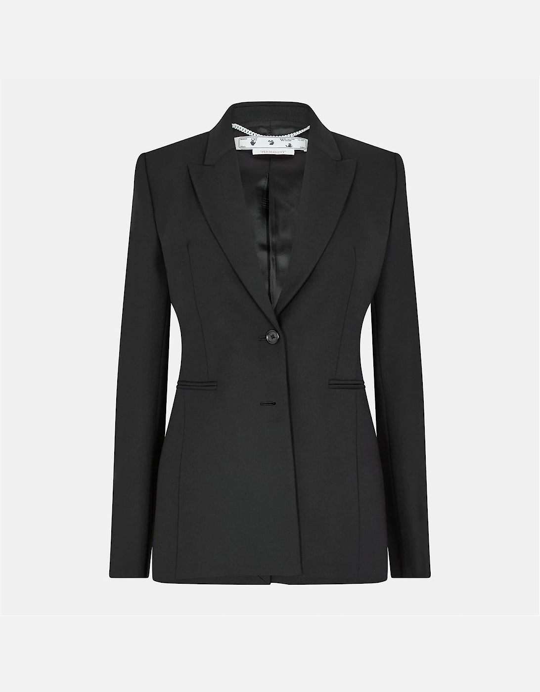 Solid Patterned Lapel Collared Chain Suit Jacket, 2 of 1