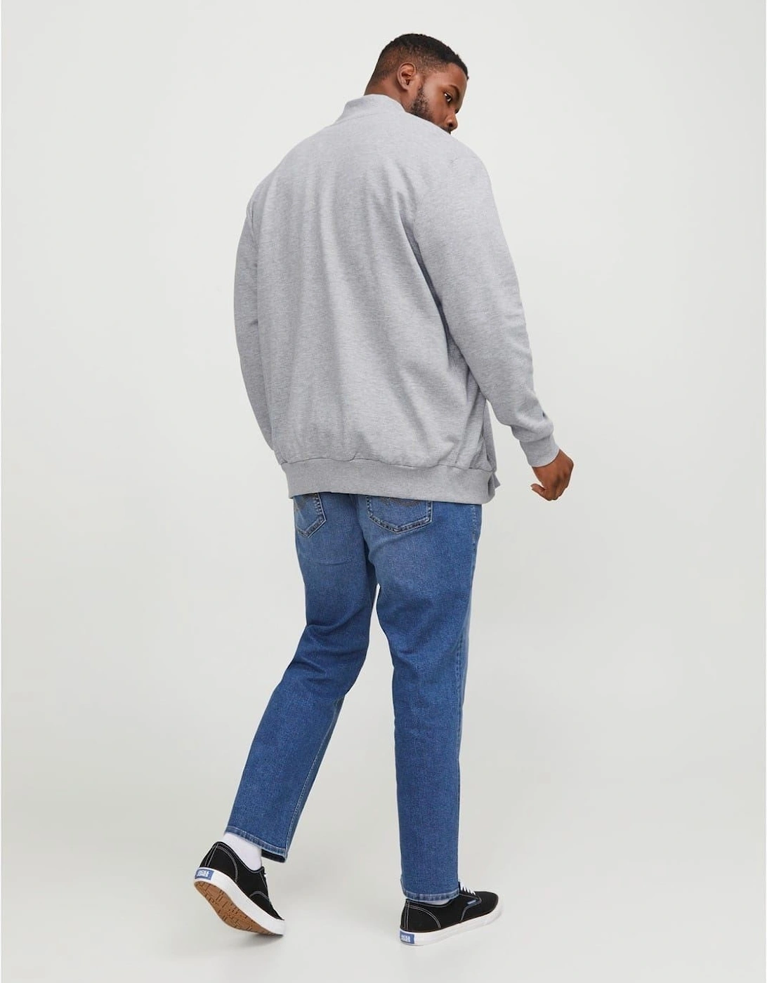 Paulos Solid Patterned Zip Neck Ribbed Cuff Sweat Jacket