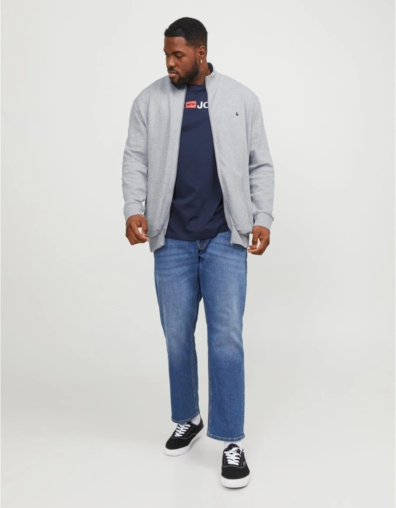 Paulos Solid Patterned Zip Neck Ribbed Cuff Sweat Jacket